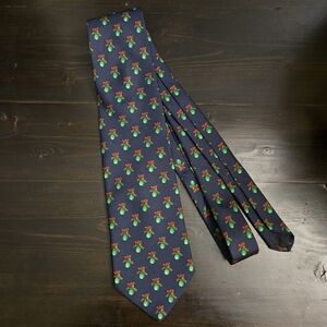 Vintage Brooks Brothers Men's Neck Tie Navy Blue Christmas 100% Silk Made In USA